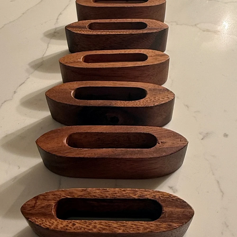 Vintage Wooden Napkin Rings Set of 6